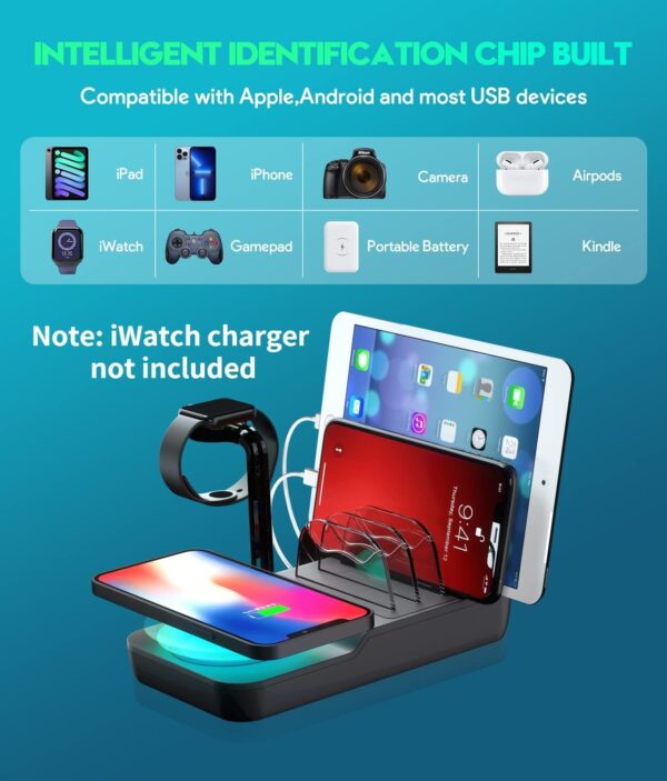 70W 5-in-1 Fast Charging Station – Wireless + USB Dock for Multiple Devices - Image 2