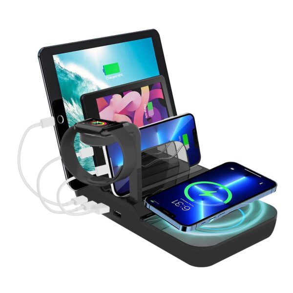 70W 5-in-1 Fast Charging Station – Wireless + USB Dock for Multiple Devices - Image 3