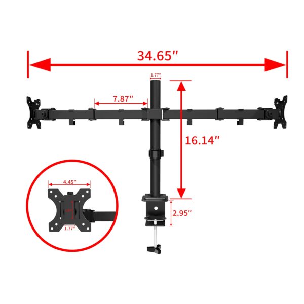 Dual Screen Desk Mount – Space-Saving Steel Stand with Cable Management - Image 9