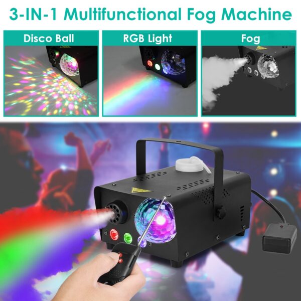 600W Fog Machine with Disco Ball RGB Lights | Remote Control Party Smoke Machine - Image 5