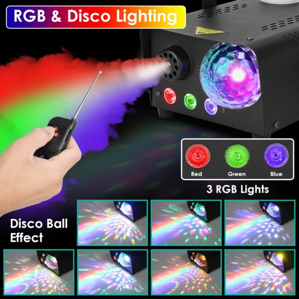 600W Fog Machine with Disco Ball RGB Lights | Remote Control Party Smoke Machine - Image 4