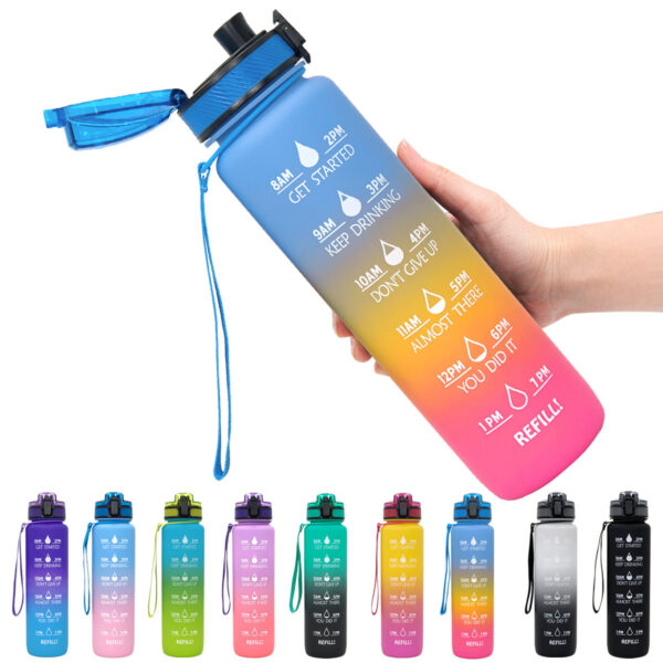 1L Tritan Water Bottle with Time Marker – Leakproof Fitness & Sports Cup