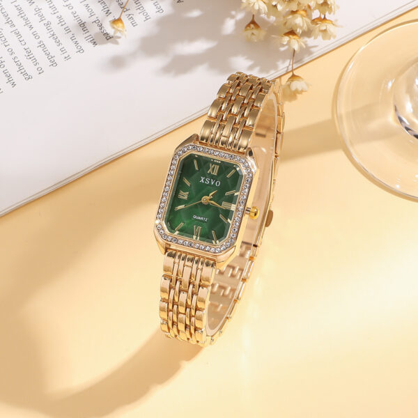 Wild Emerald Square Steel Watch Butterfly Bracelet 5pcsset Gift Set - Image 4