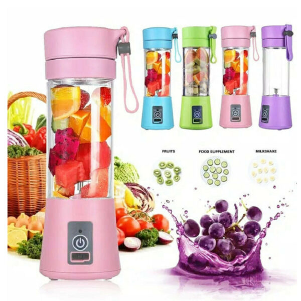 Portable USB Blender – Rechargeable Smoothie & Juice Maker, 6-Blade Mini Mixer (380ml)