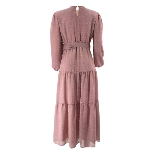 Elegant Long Sleeve Maxi Dress with Belt – Modest Fashion Robe for Women - Image 4